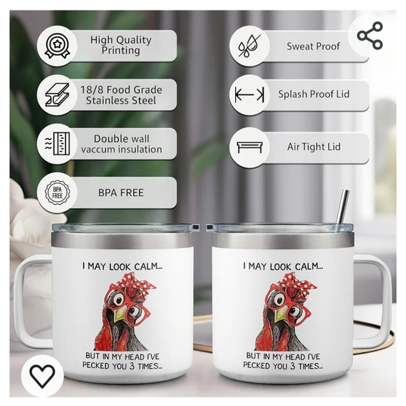I May Look Calm But in My Head I've Pecked You 3 Times Mug Chicken Coffee Cup - Picture 6 of 7